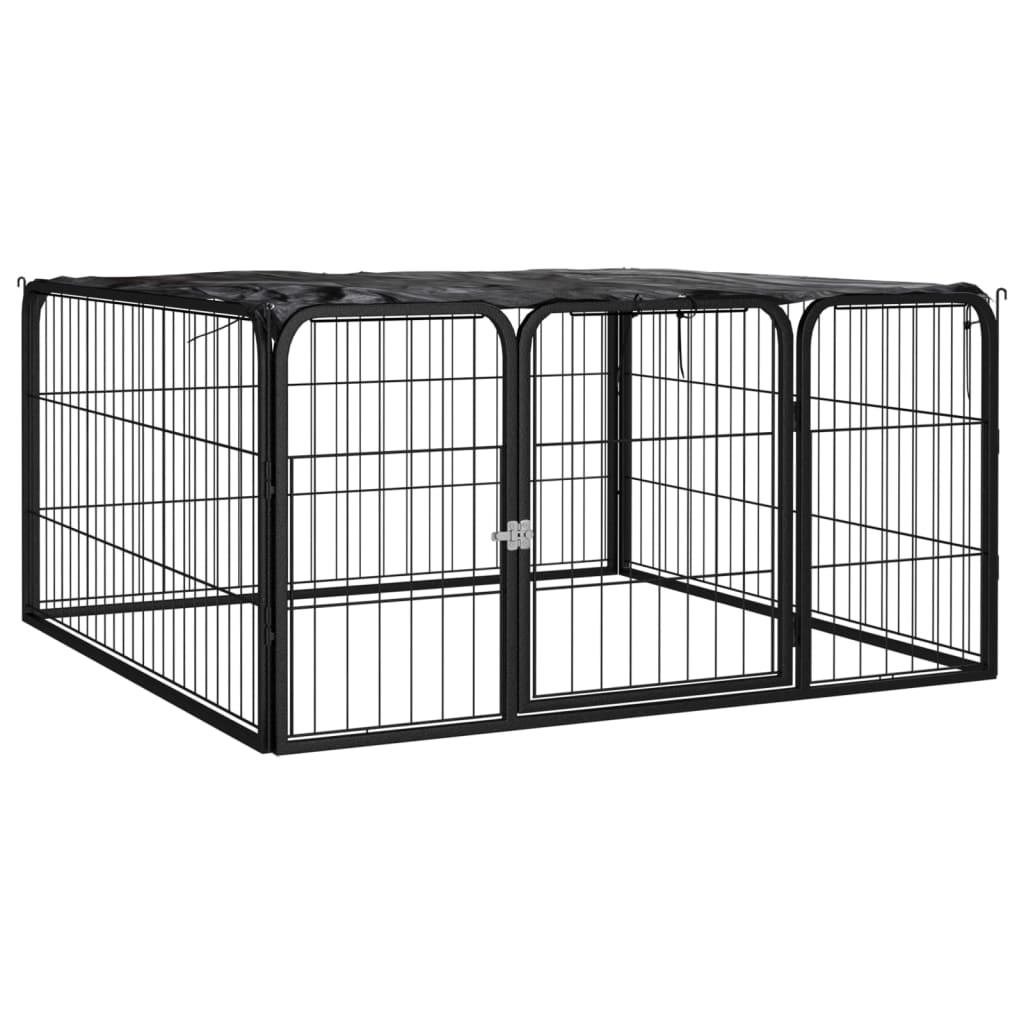 Parc Pour Chien 4 Panneaux Noir 100X50Cm Acier Enduit De Poudre