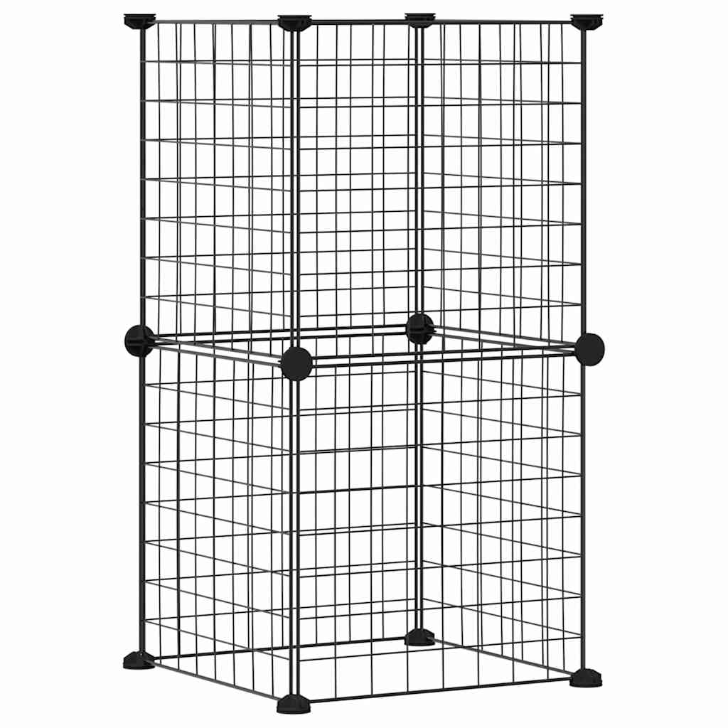 Cage Animaux De Compagnie À 8 Panneaux Noir 35X35X70 Cm Acier