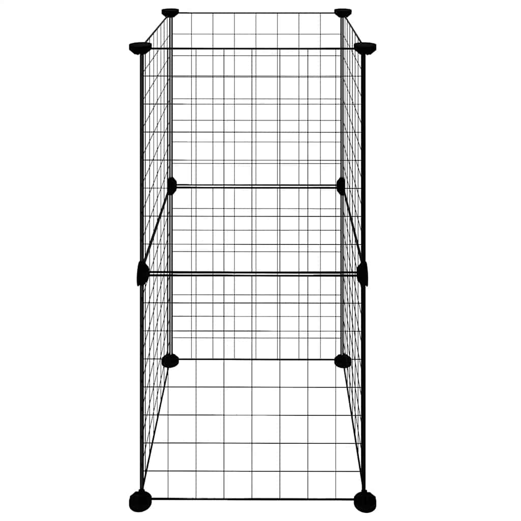 Cage Animaux De Compagnie À 8 Panneaux Noir 35X35X70 Cm Acier