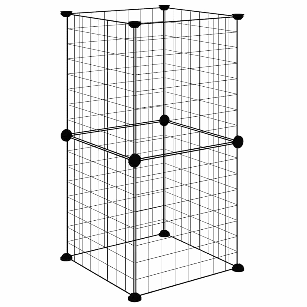Cage Animaux De Compagnie À 8 Panneaux Noir 35X35X70 Cm Acier