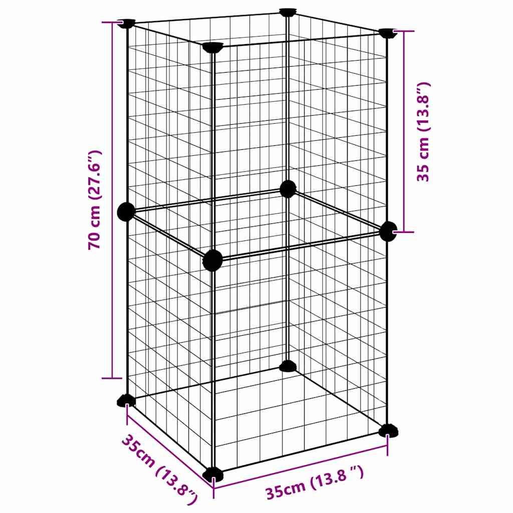 Cage Animaux De Compagnie À 8 Panneaux Noir 35X35X70 Cm Acier