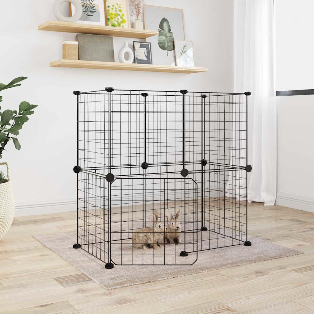 Cage Animaux De Compagnie À 8 Panneaux Noir 35X35X70 Cm Acier