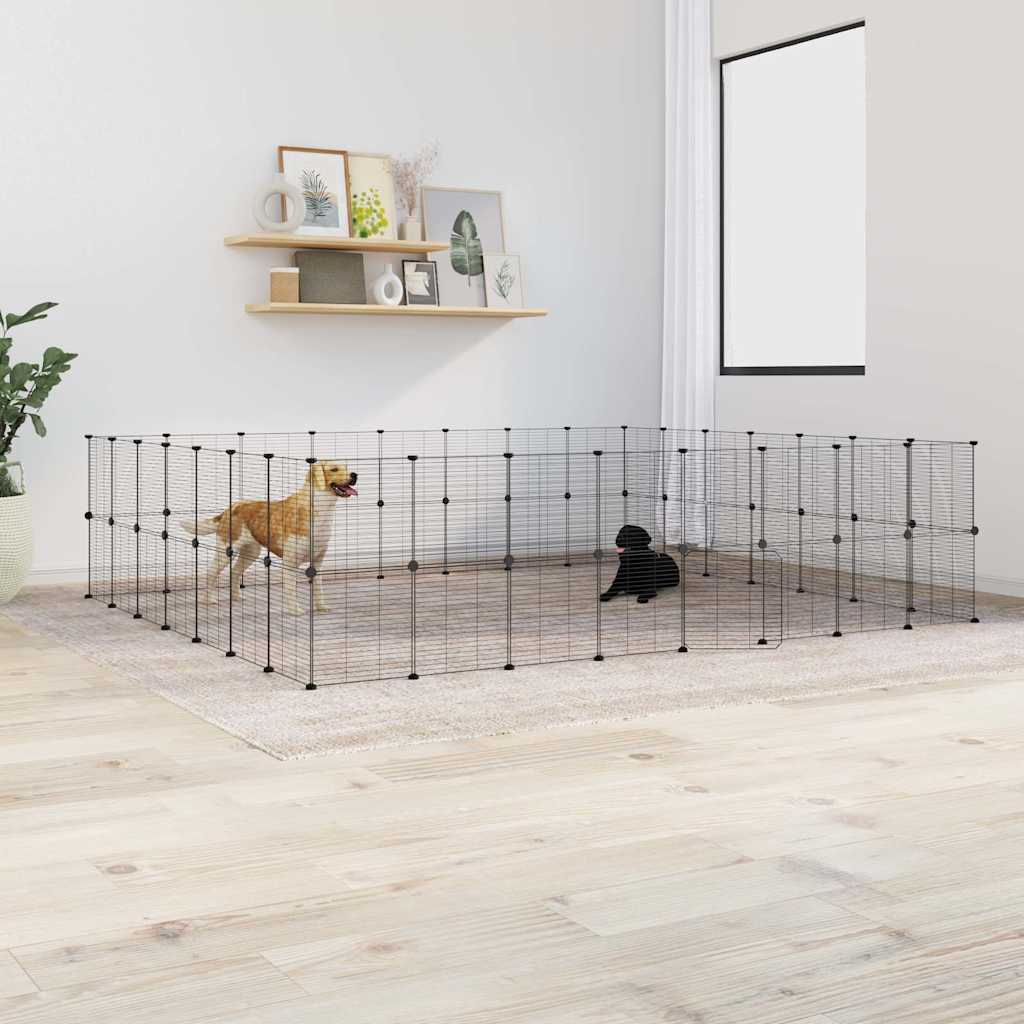 Cage Animaux De Compagnie À 8 Panneaux Noir 35X35X70 Cm Acier