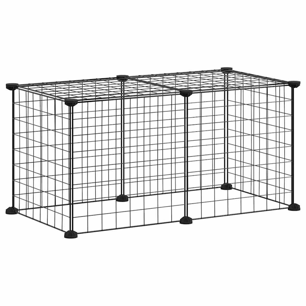 Cage Animaux De Compagnie À 8 Panneaux Noir 70X35X35 Cm Acier
