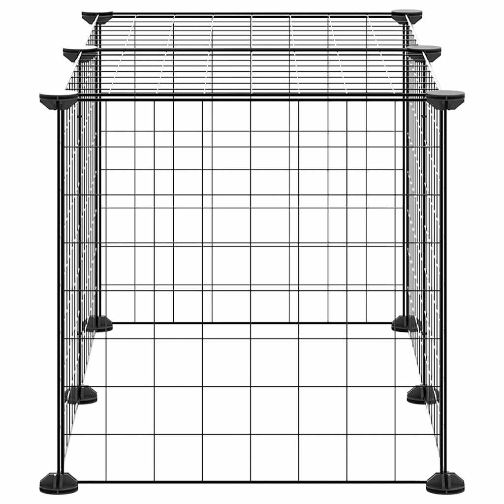 Cage Animaux De Compagnie À 8 Panneaux Noir 70X35X35 Cm Acier