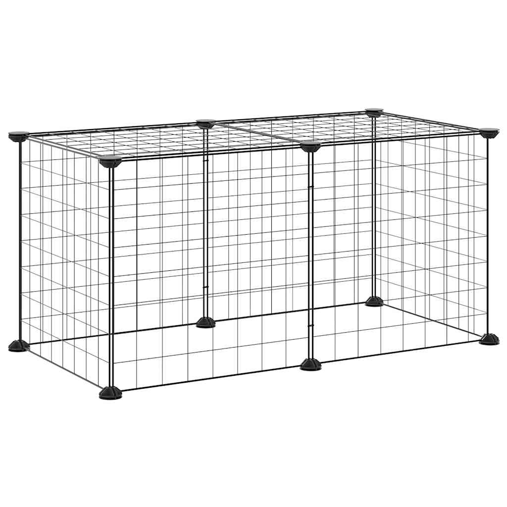 Cage Animaux De Compagnie À 8 Panneaux Noir 70X35X35 Cm Acier