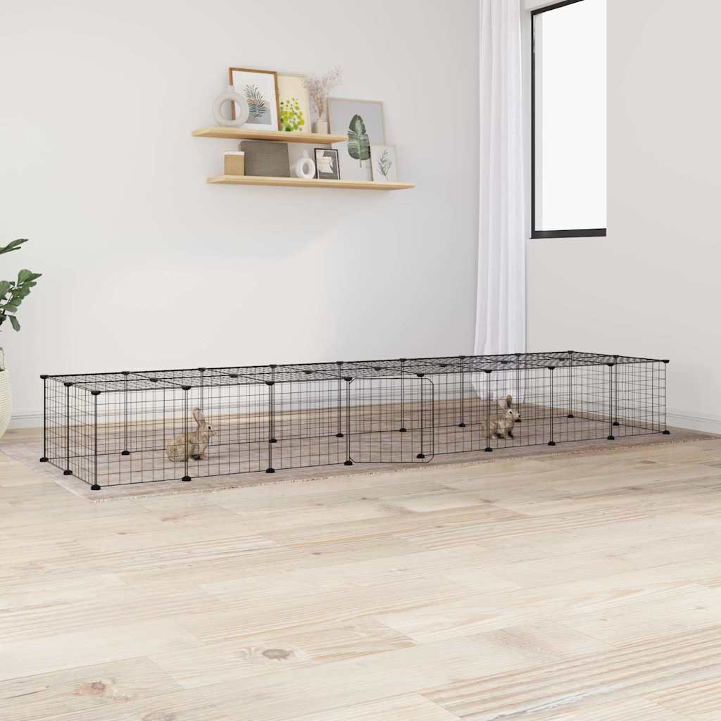 Cage Animaux De Compagnie À 8 Panneaux Noir 70X35X35 Cm Acier