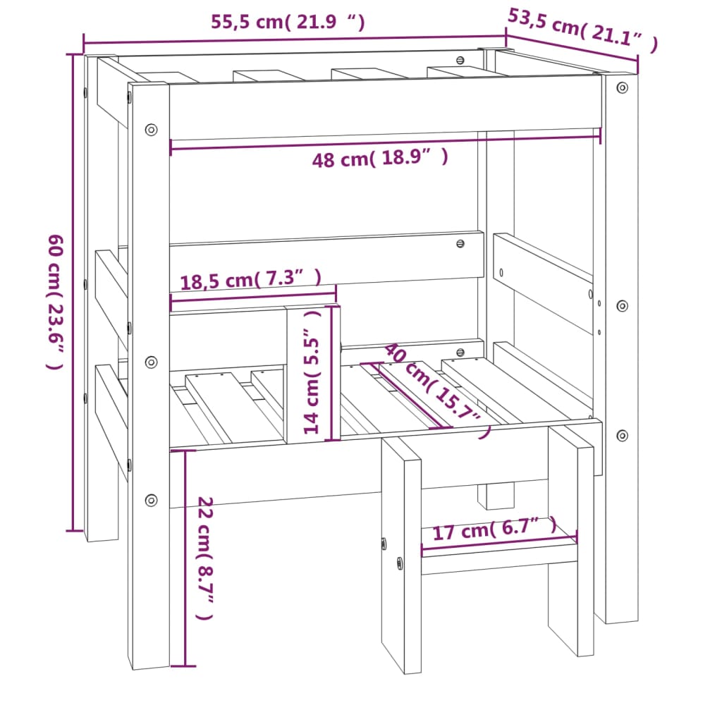 Lit Pour Chien 55,5X53,5X60 Cm Bois De Pin Solide