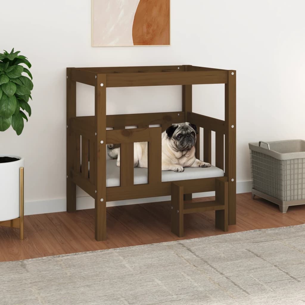 Lit Pour Chien 55,5X53,5X60 Cm Bois De Pin Solide