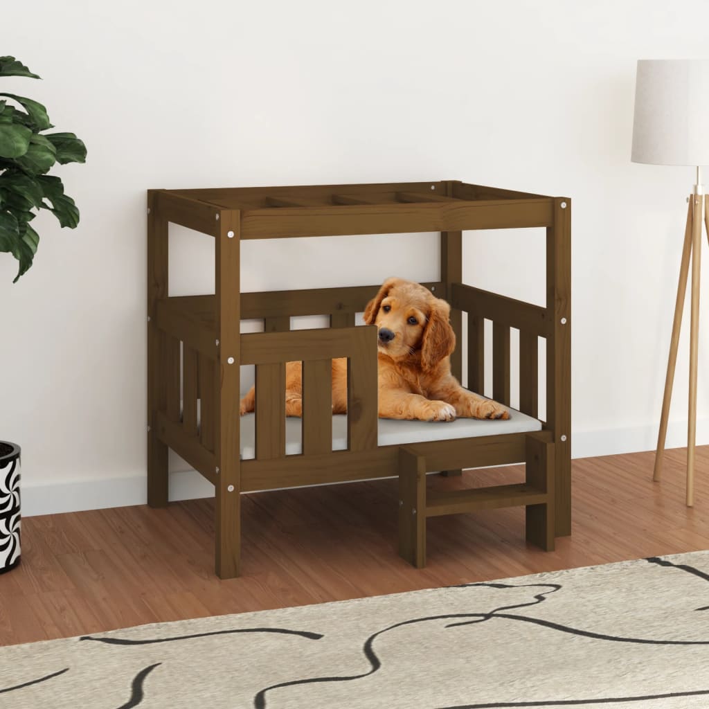 Lit Pour Chien 55,5X53,5X60 Cm Bois De Pin Solide
