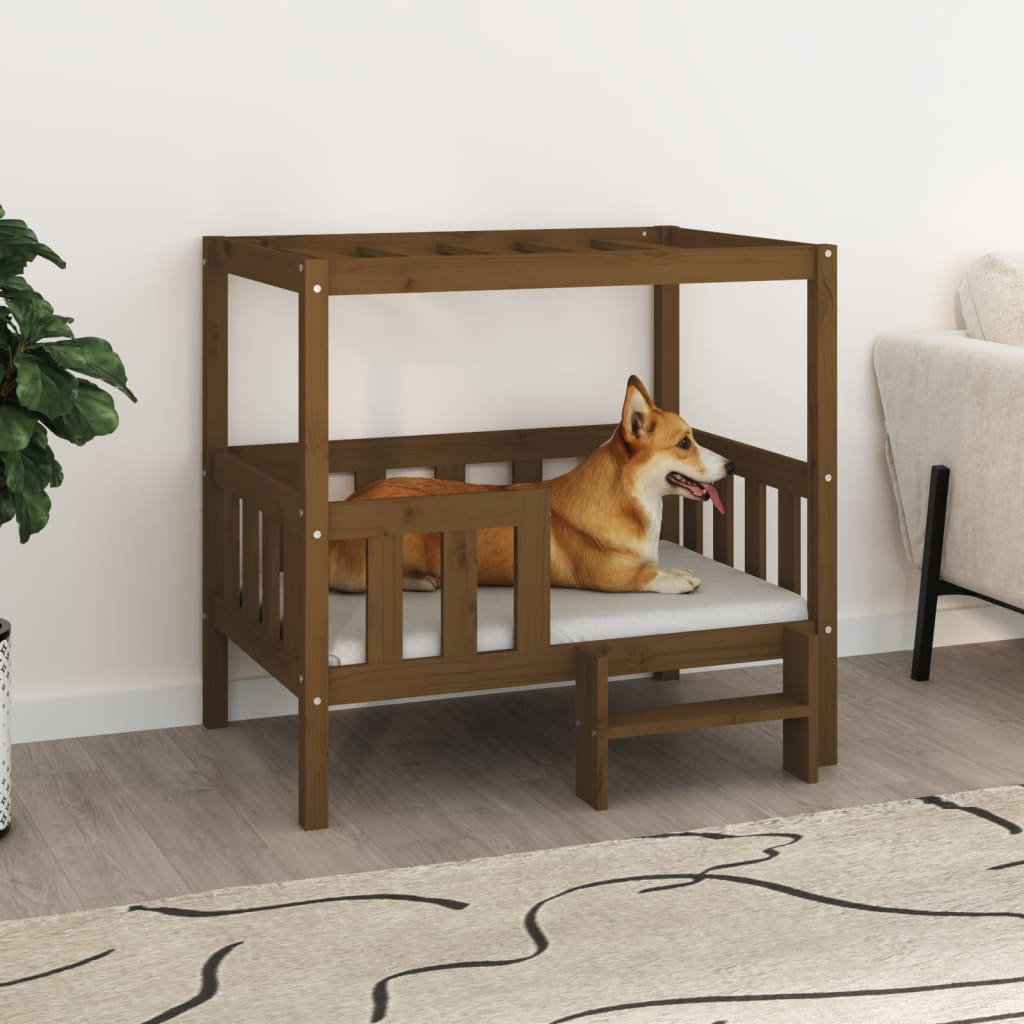 Lit Pour Chien 55,5X53,5X60 Cm Bois De Pin Solide