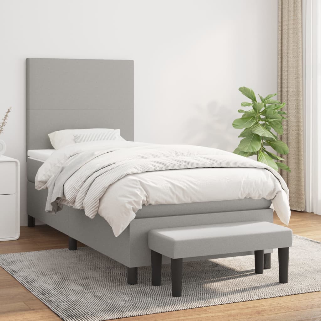 Lit À Ressorts Avec Tête De Lit Tissu