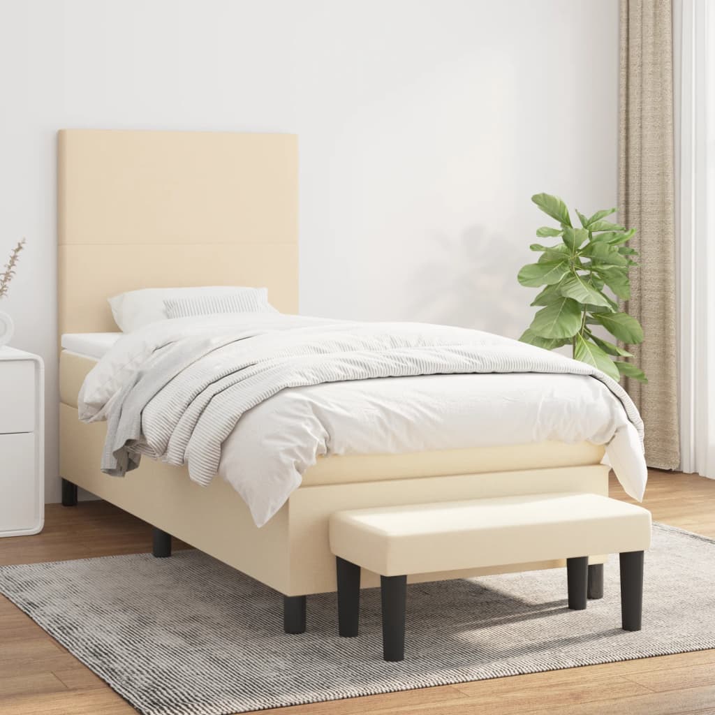 Lit À Ressorts Avec Tête De Lit Tissu