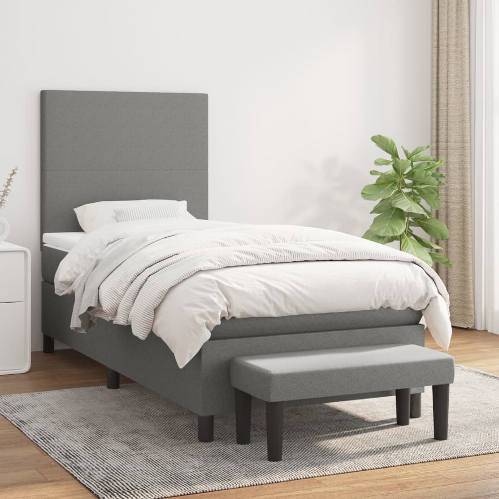Lit À Ressorts Avec Tête De Lit Tissu