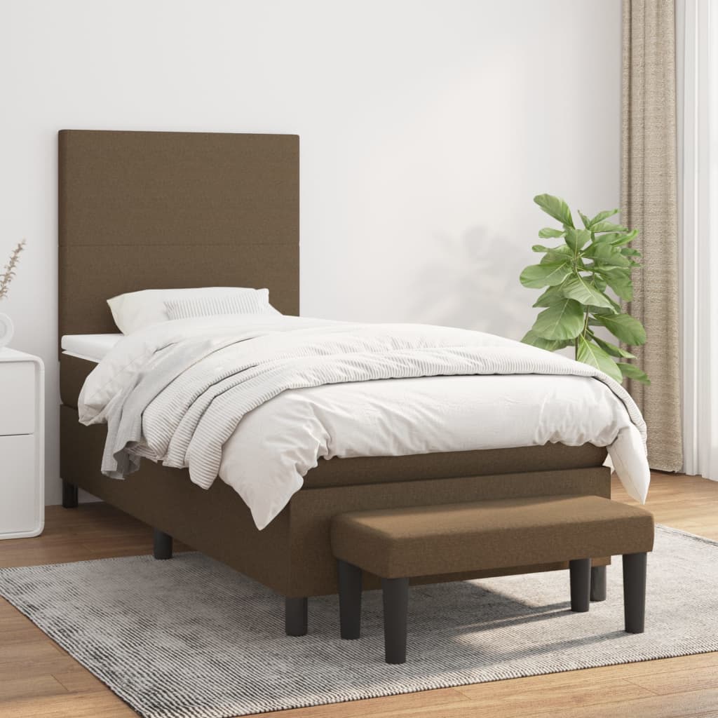 Lit À Ressorts Avec Tête De Lit Tissu