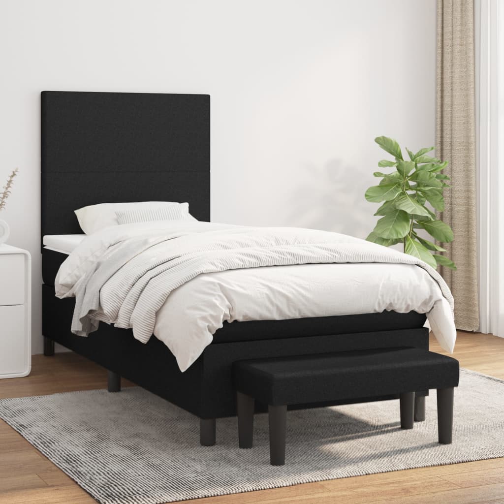 Lit À Ressorts Avec Tête De Lit Tissu