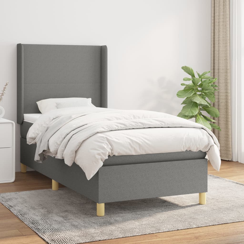 Lit À Ressorts Avec Tête De Lit Tissu
