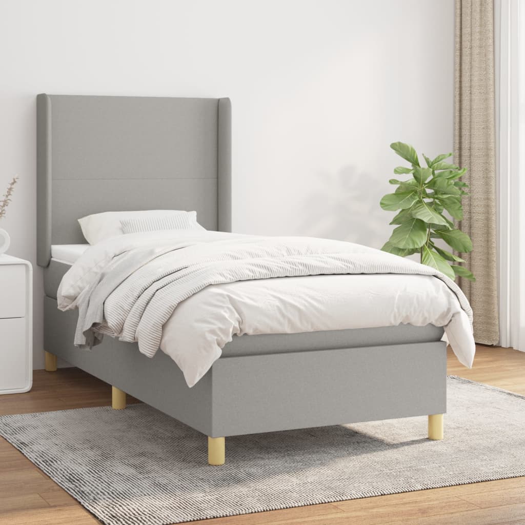 Lit À Ressorts Avec Tête De Lit Tissu