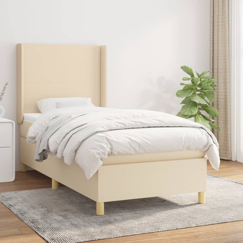 Lit À Ressorts Avec Tête De Lit Tissu