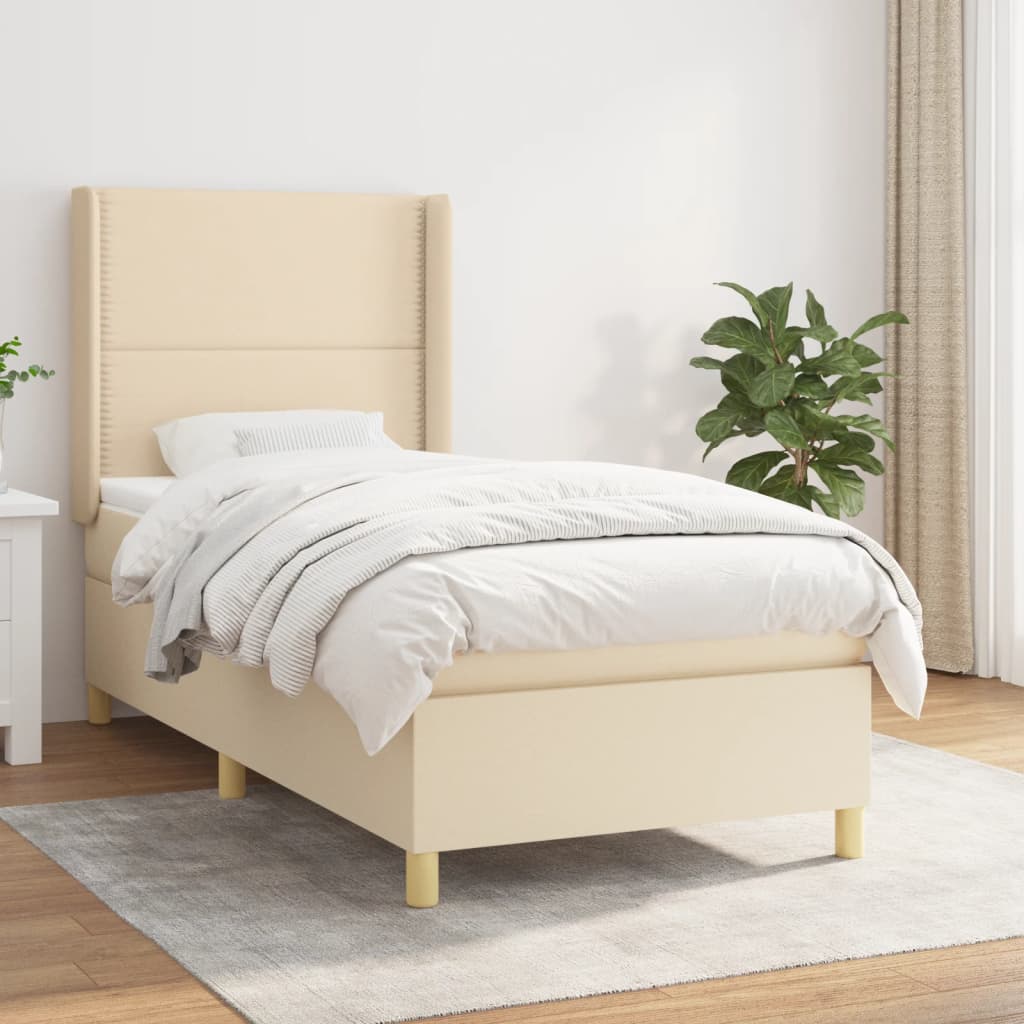Lit À Ressorts Avec Tête De Lit Tissu