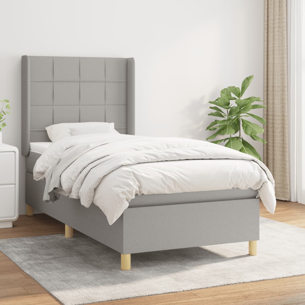 Lit À Ressorts Avec Tête De Lit Tissu