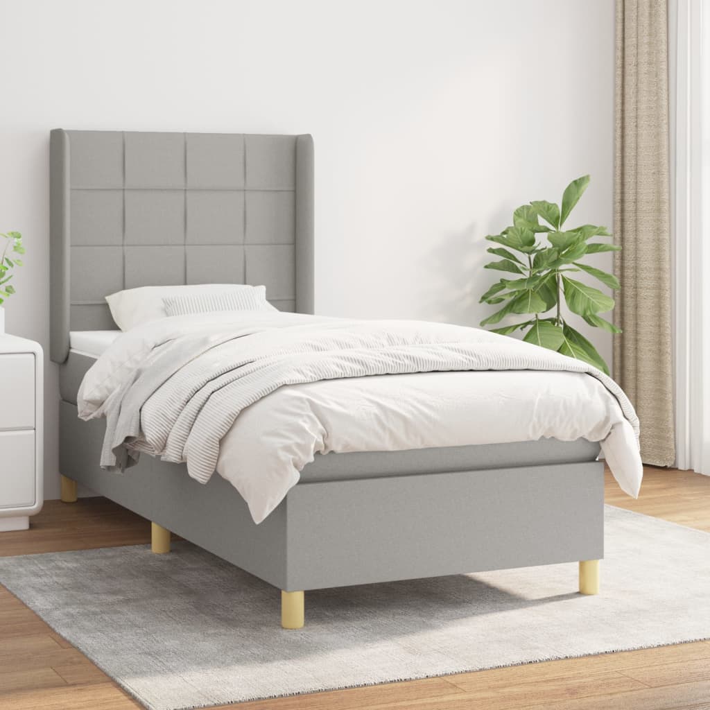 Lit À Ressorts Avec Tête De Lit Tissu