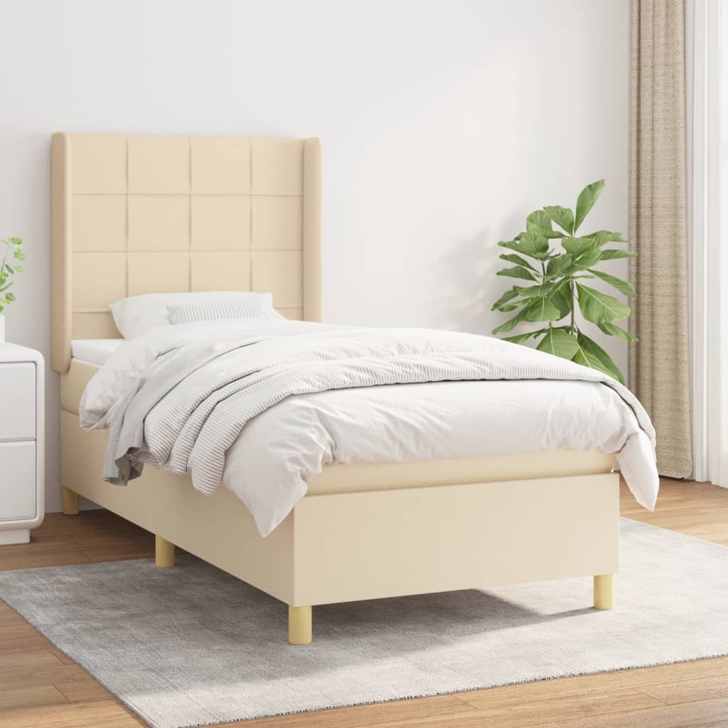 Lit À Ressorts Avec Tête De Lit Tissu
