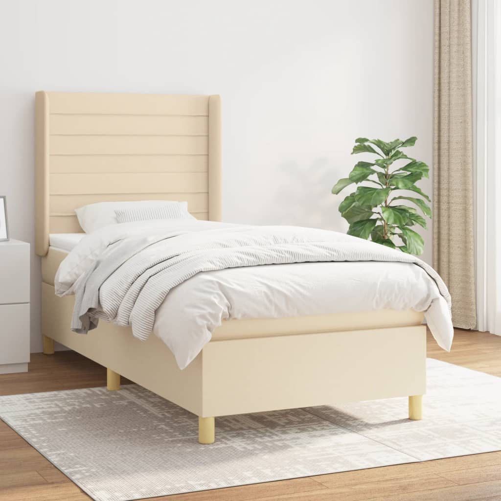 Lit À Ressorts Avec Tête De Lit Tissu