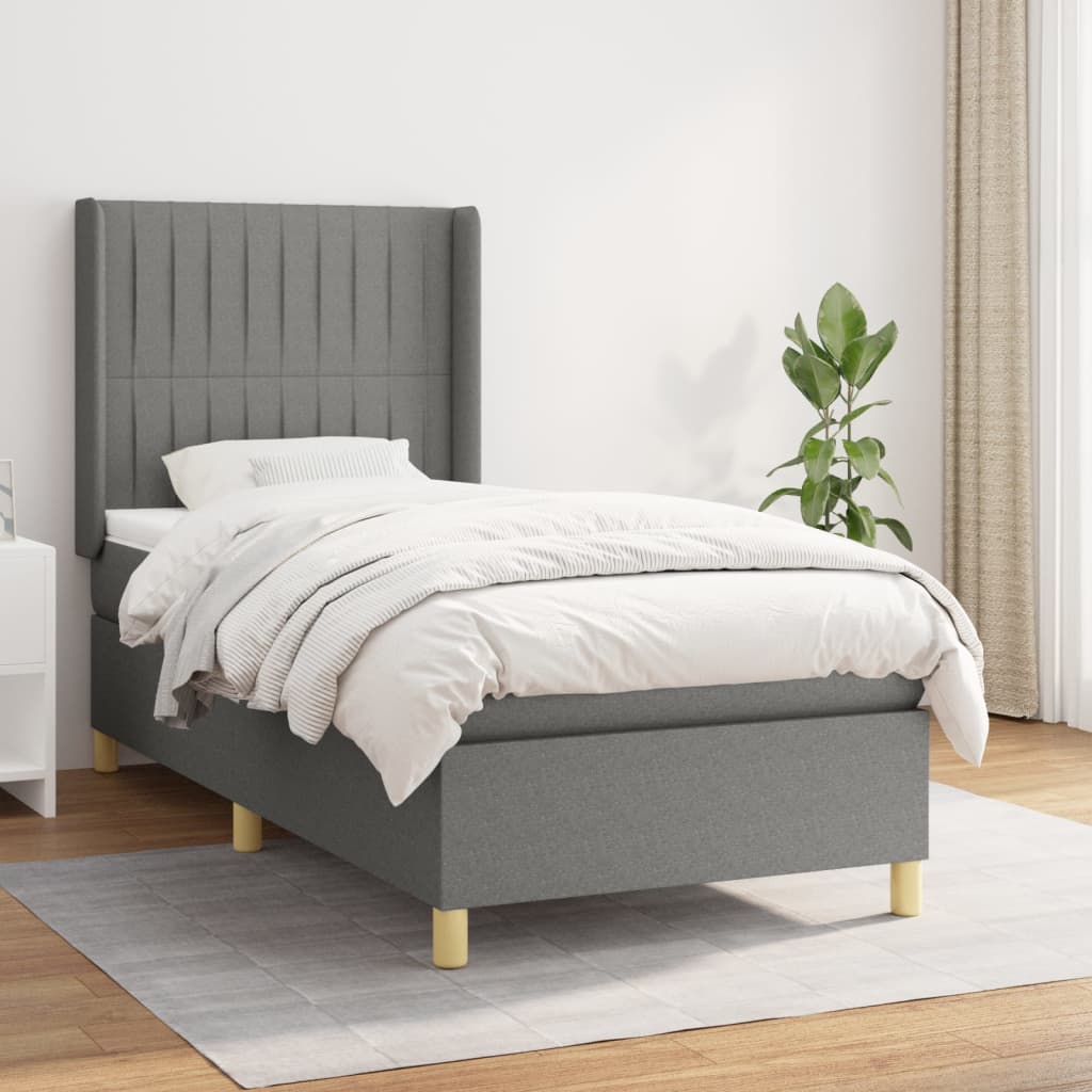Lit À Ressorts Avec Tête De Lit Tissu
