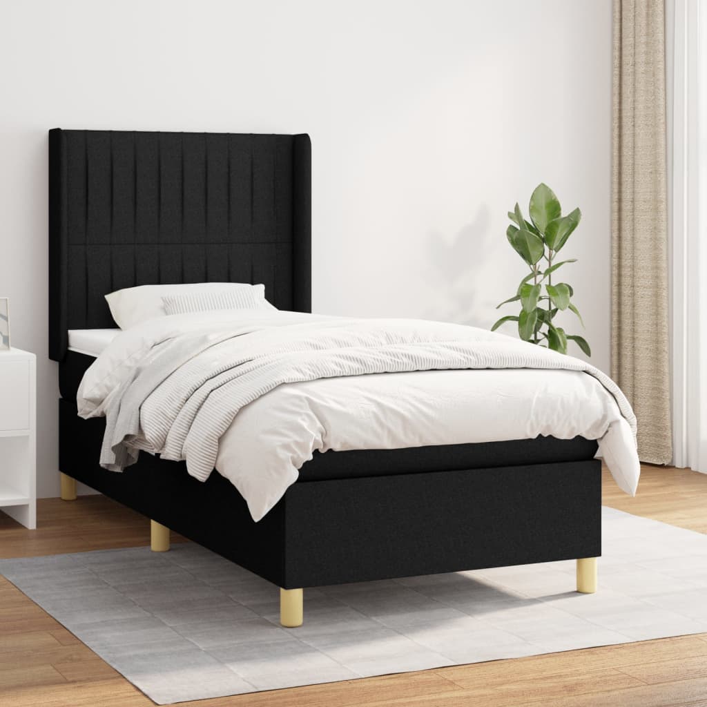 Lit À Ressorts Avec Tête De Lit Tissu