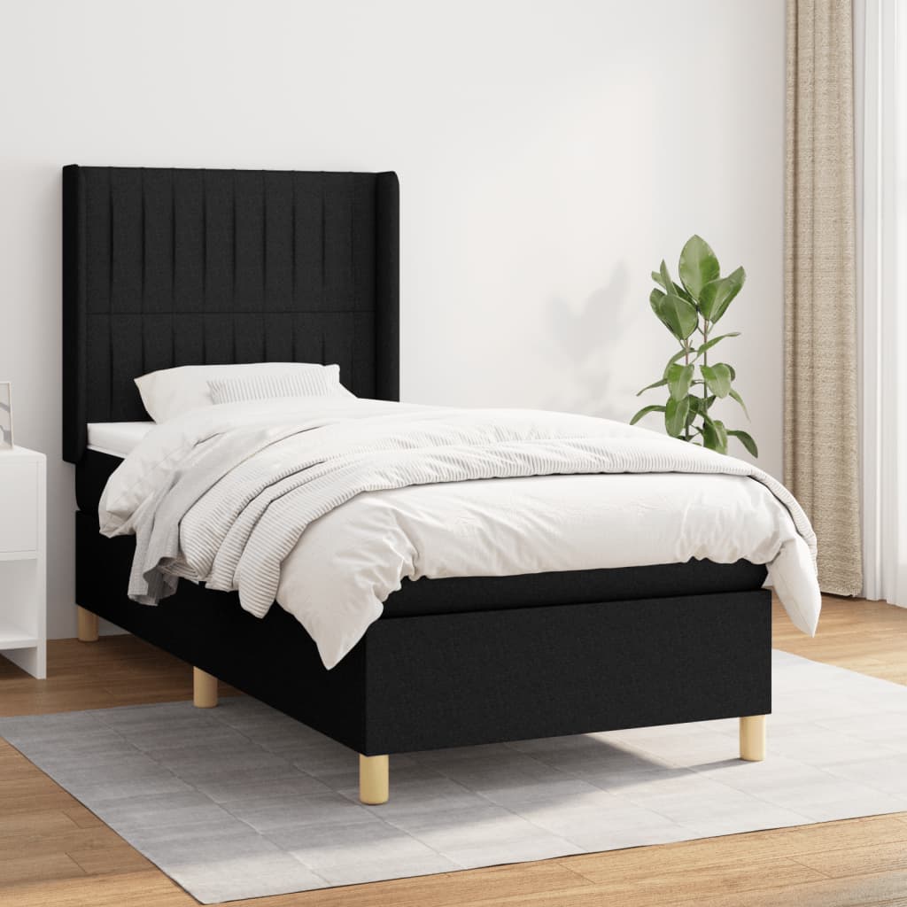 Lit À Ressorts Avec Tête De Lit Tissu