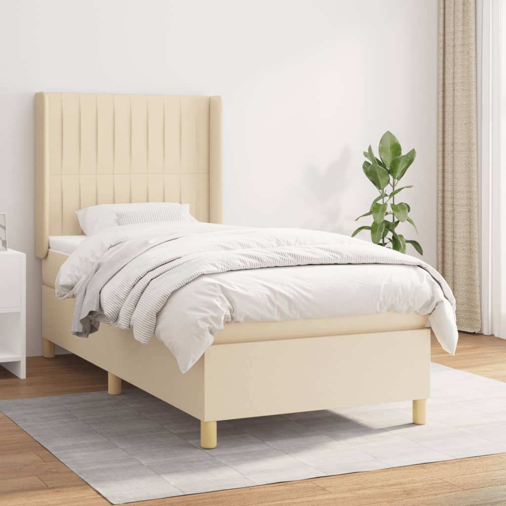 Lit À Ressorts Avec Tête De Lit Tissu