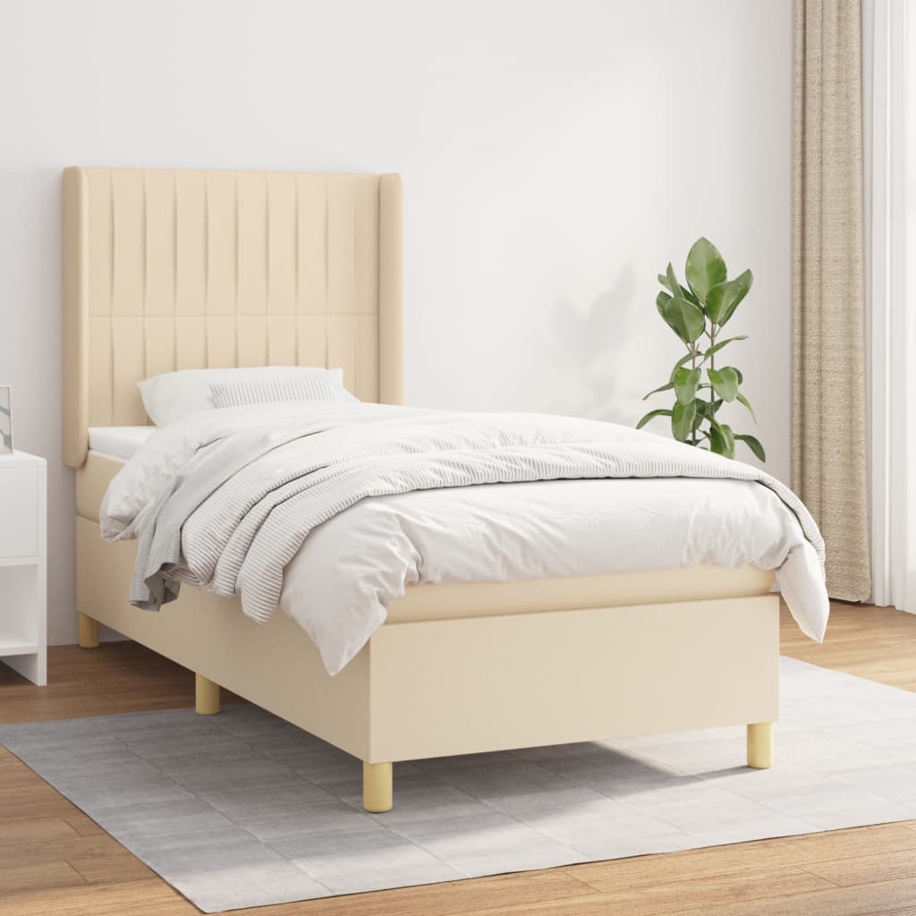 Lit À Ressorts Avec Tête De Lit Tissu