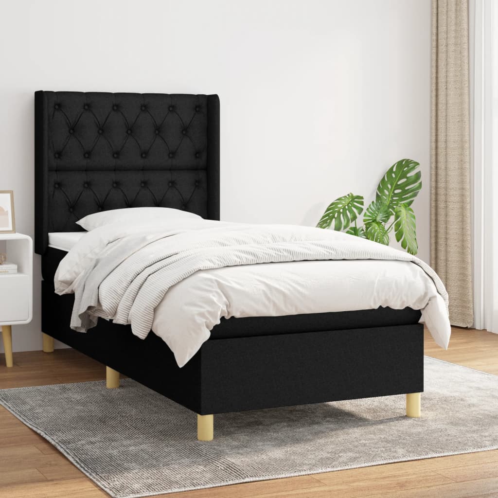 Lit À Ressorts Avec Tête De Lit Tissu