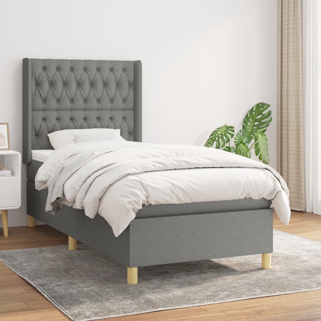 Lit À Ressorts Avec Tête De Lit Tissu