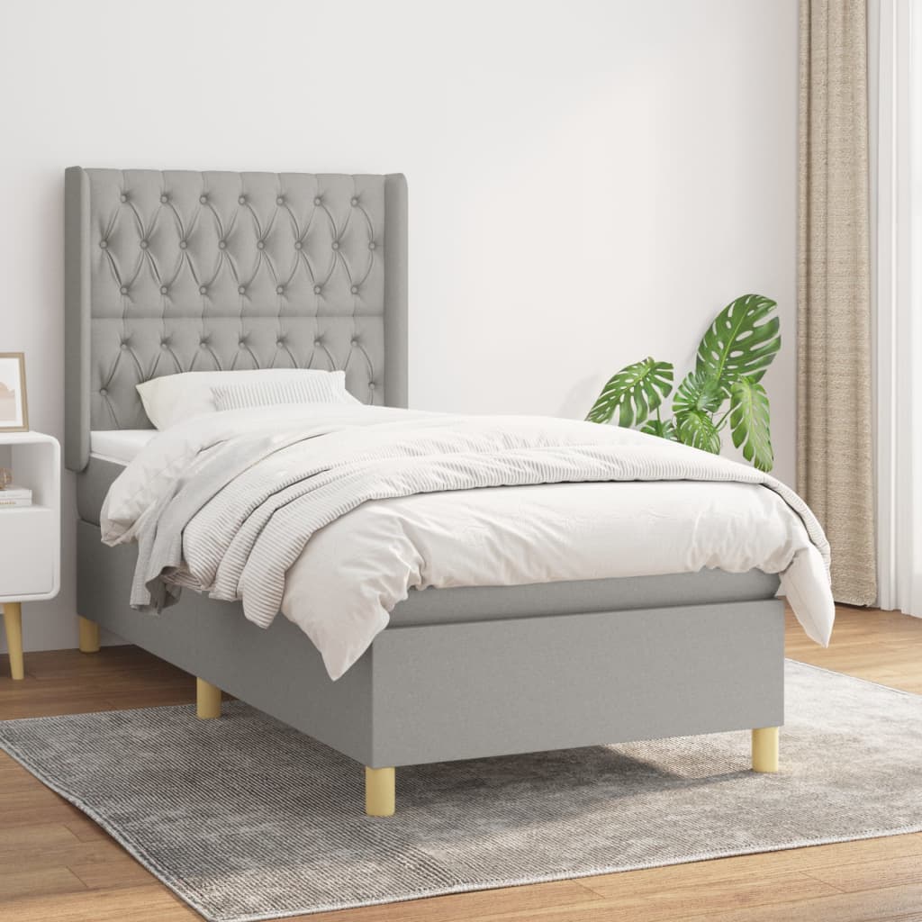 Lit À Ressorts Avec Tête De Lit Tissu