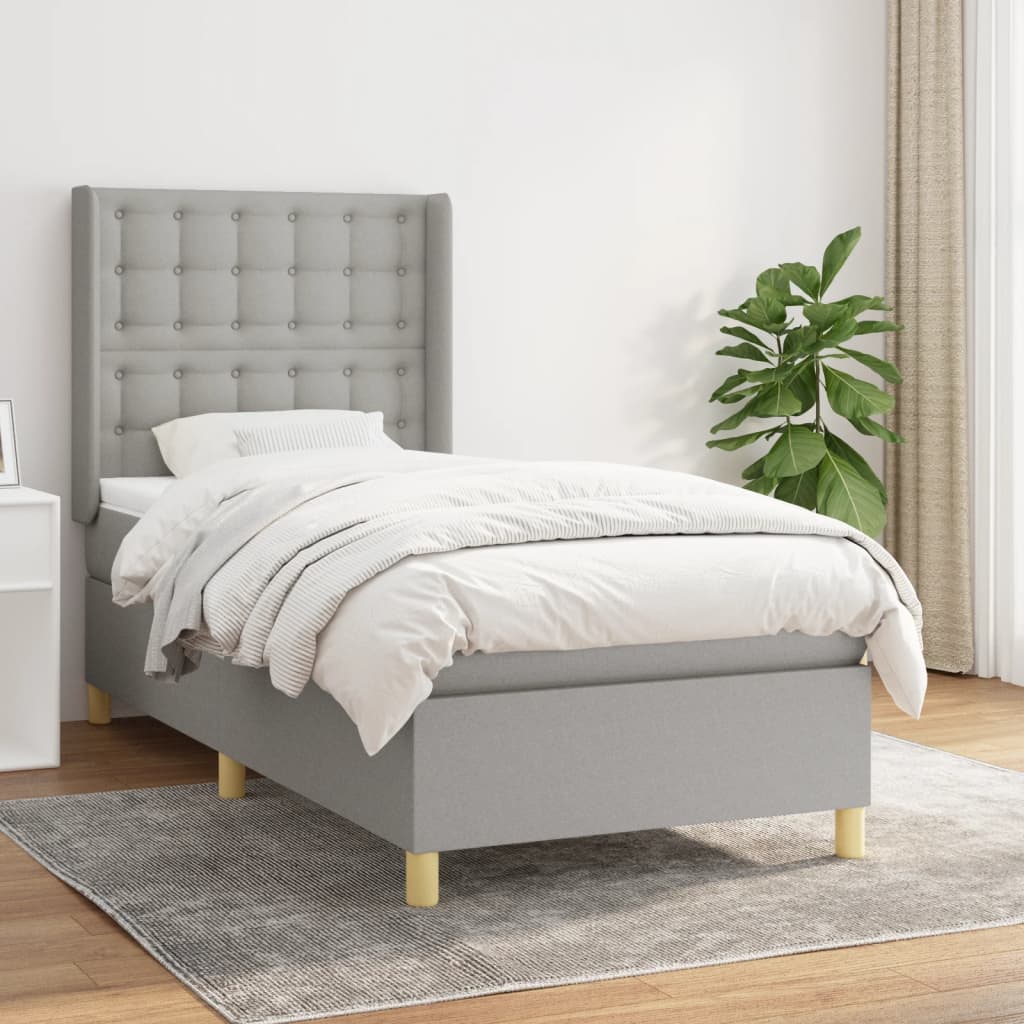 Lit À Ressorts Avec Tête De Lit Tissu