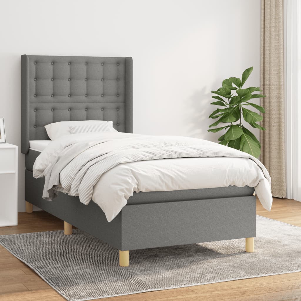 Lit À Ressorts Avec Tête De Lit Tissu