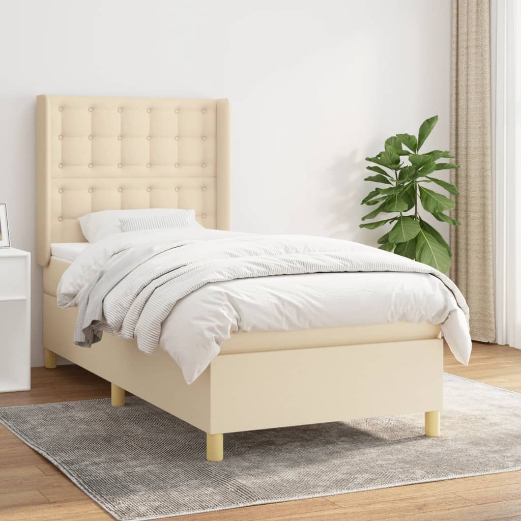 Lit À Ressorts Avec Tête De Lit Tissu