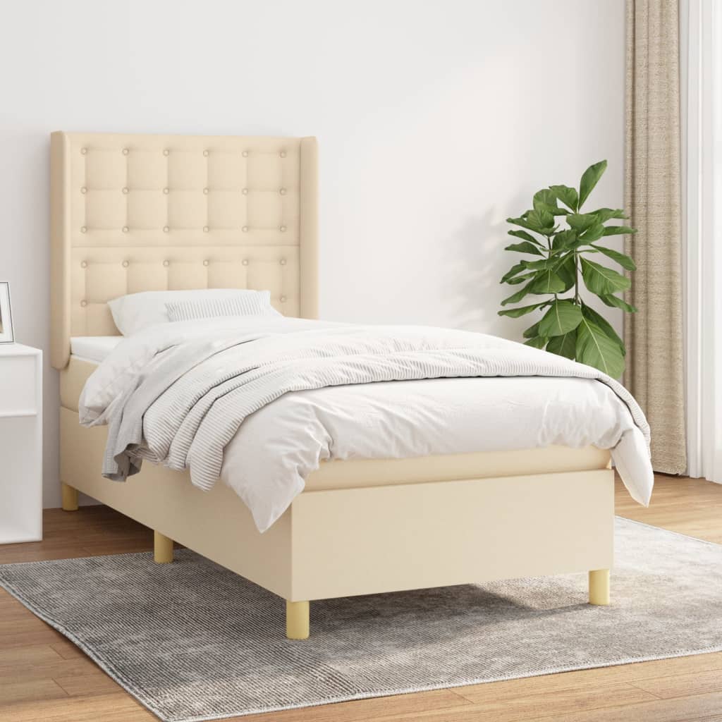 Lit À Ressorts Avec Tête De Lit Tissu