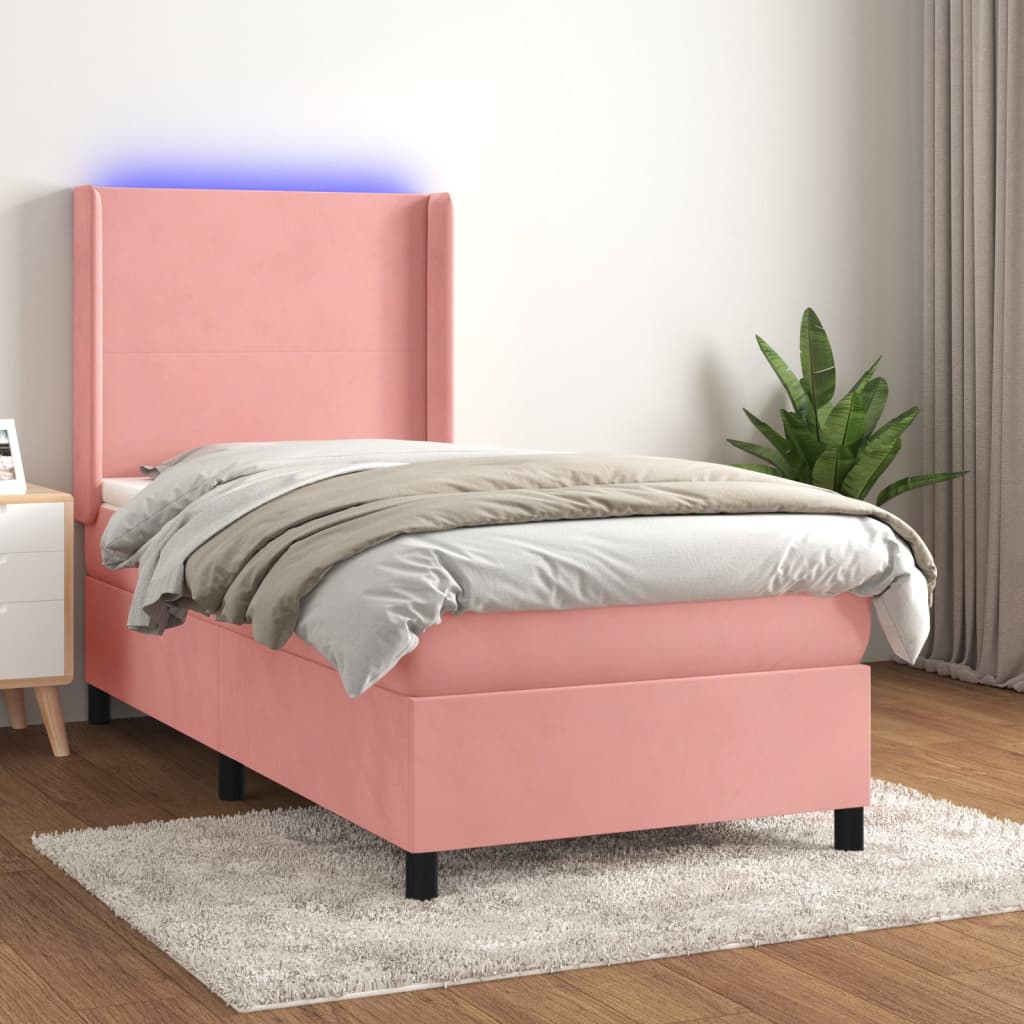 Lit À Ressorts Avec Matelas Avec Led Velours