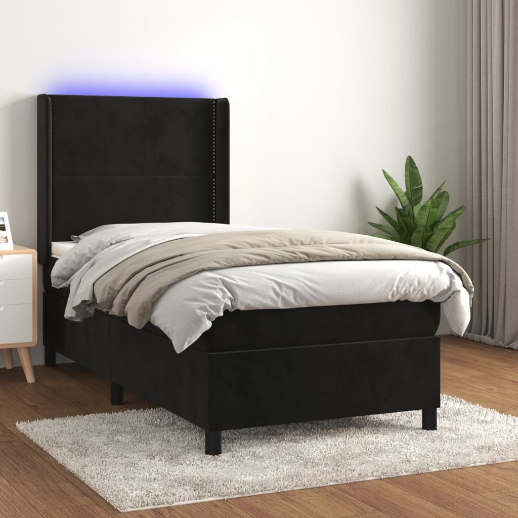 Lit À Ressorts Avec Matelas Avec Led Velours