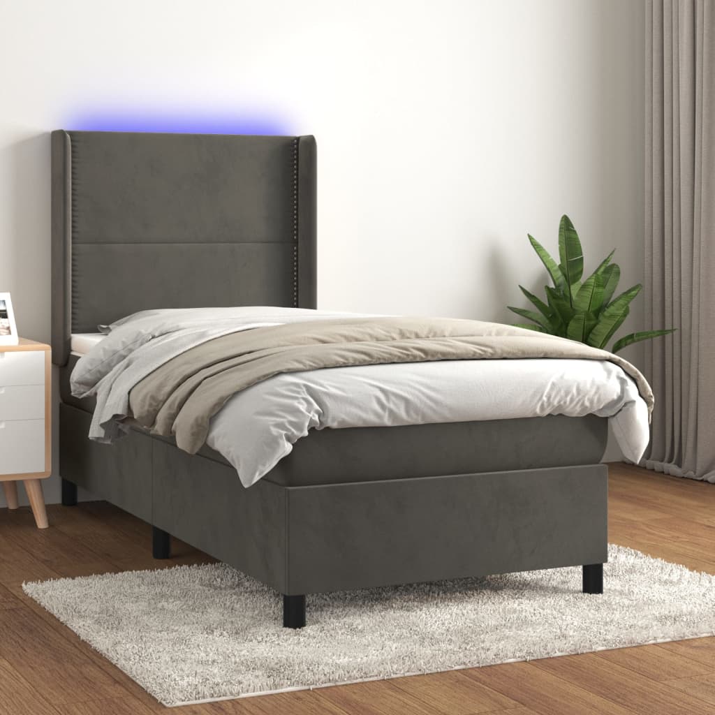 Lit À Ressorts Avec Matelas Avec Led Velours