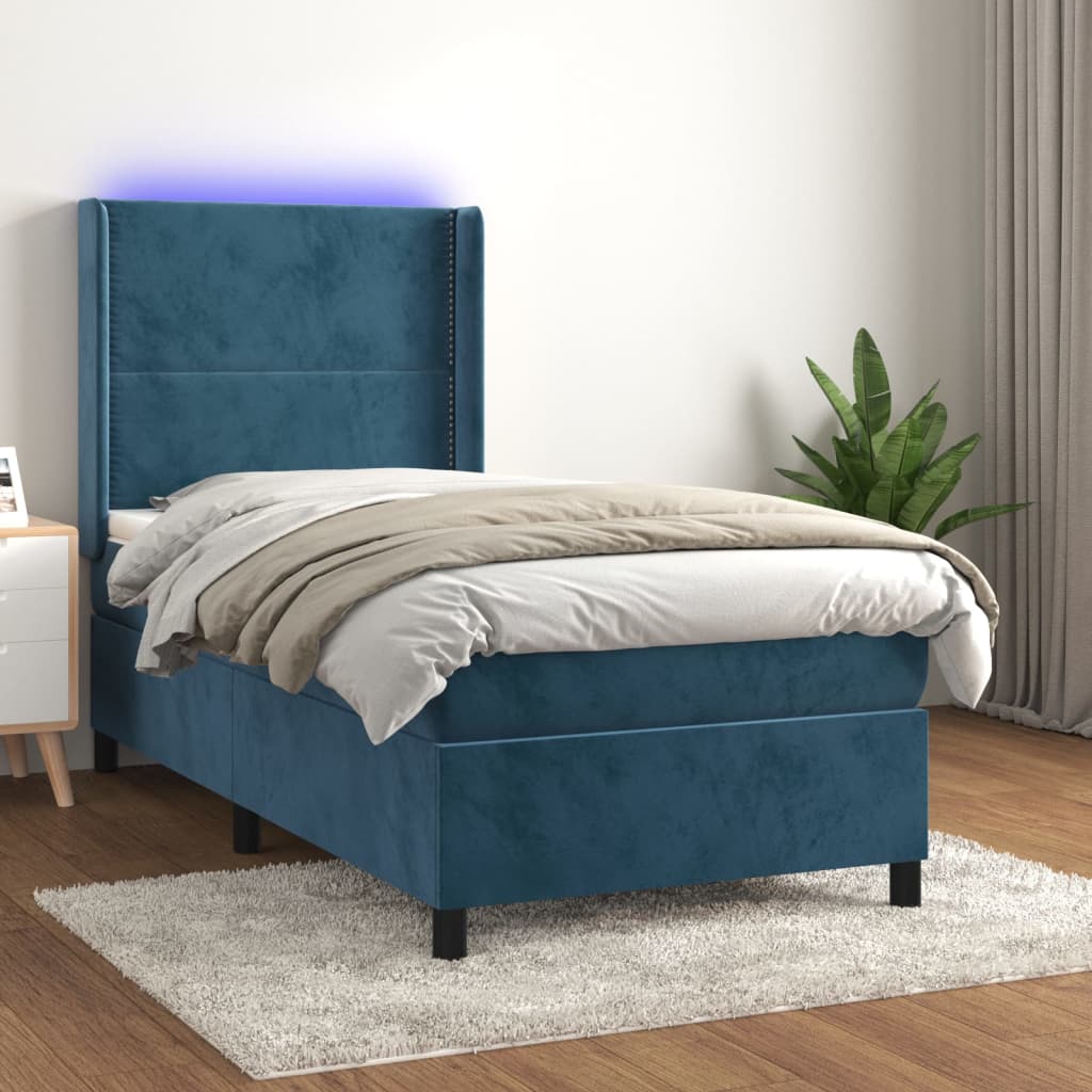 Lit À Ressorts Avec Matelas Avec Led Velours