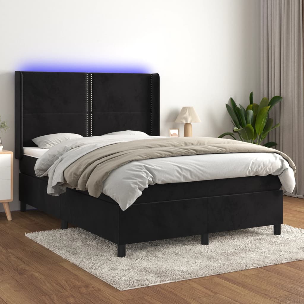 Lit À Ressorts Avec Matelas Avec Led Velours