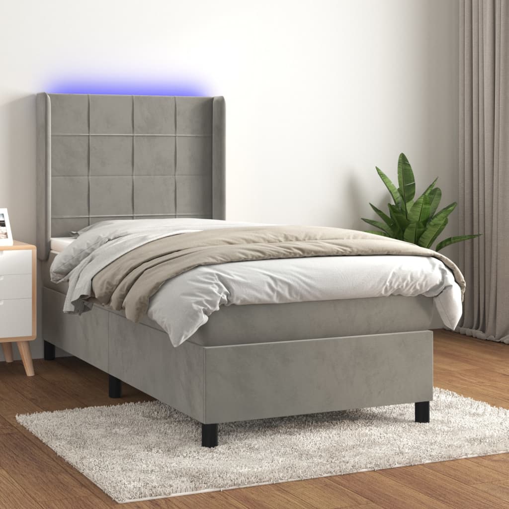 Lit À Ressorts Avec Matelas Avec Led Velours