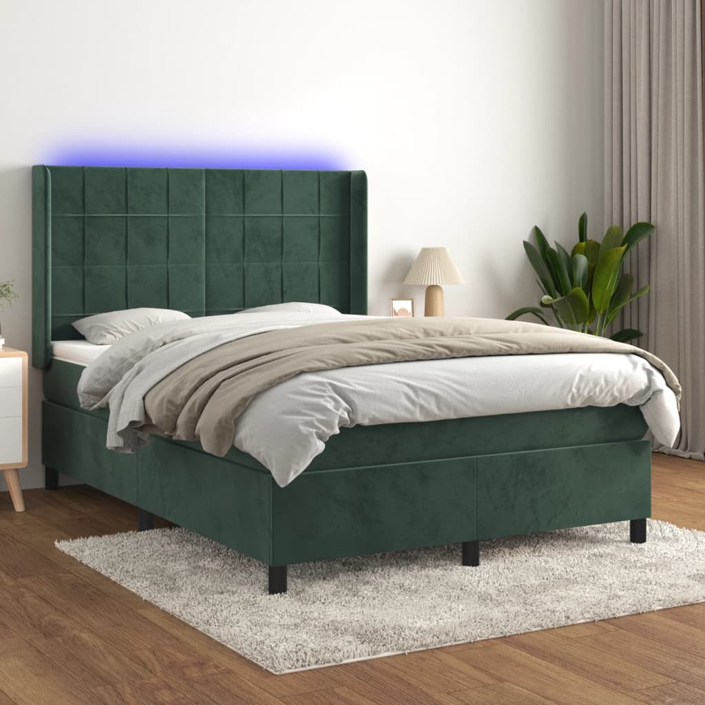 Lit À Ressorts Avec Matelas Avec Led Velours