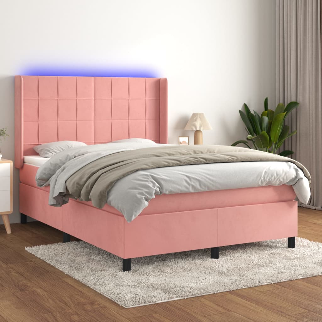 Lit À Ressorts Avec Matelas Avec Led Velours