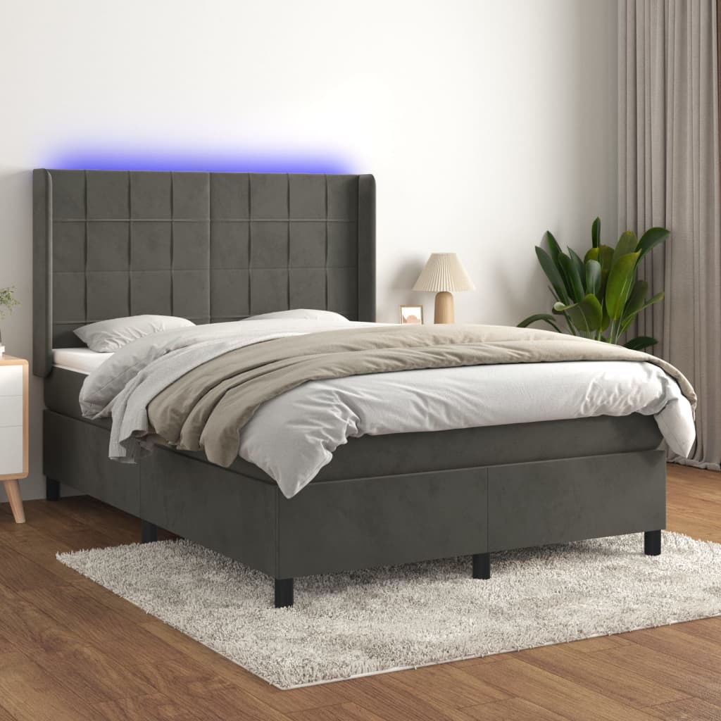 Lit À Ressorts Avec Matelas Avec Led Velours