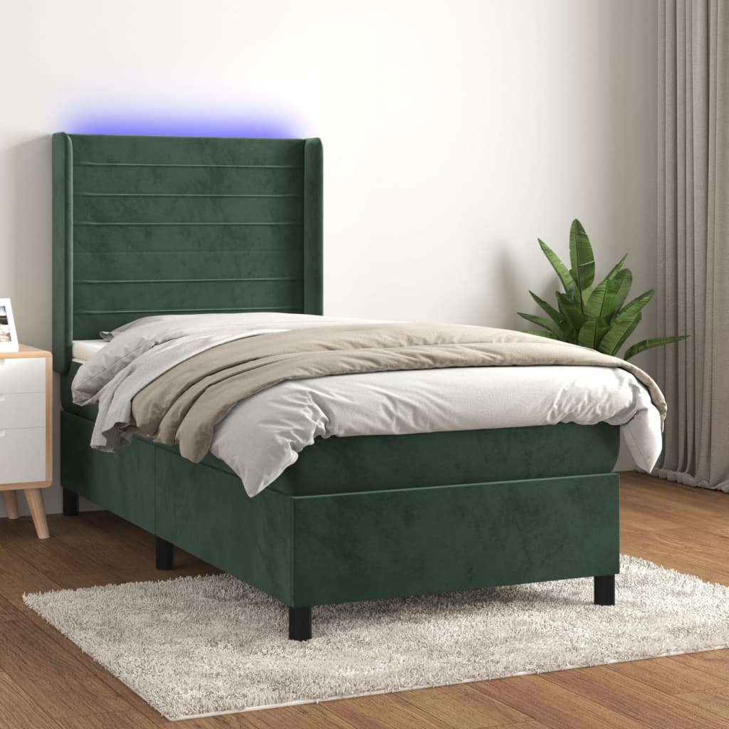 Lit À Ressorts Avec Matelas Avec Led Velours